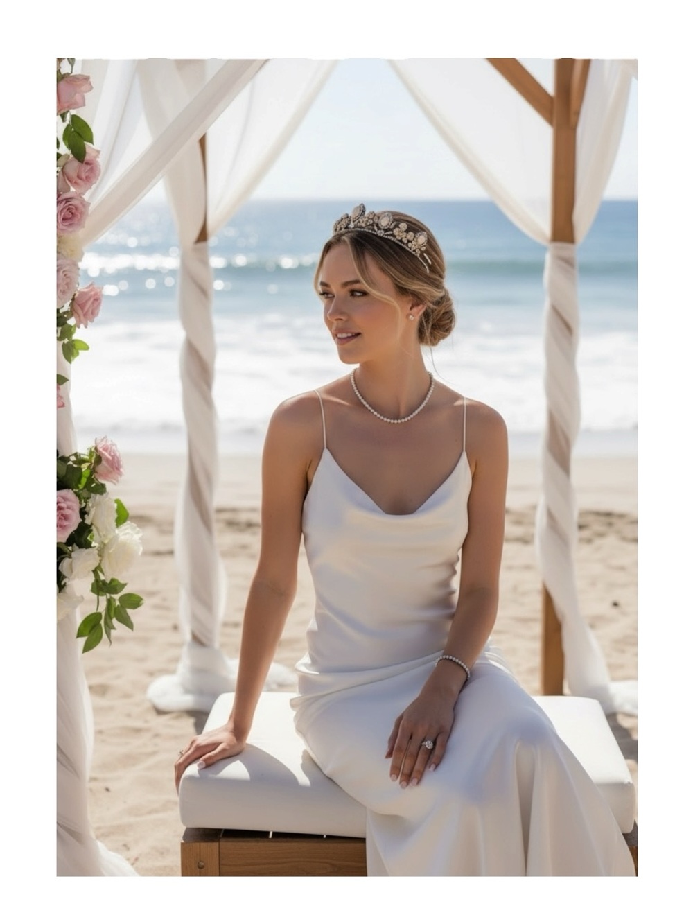 Vintage: Mari Elena ᪥ Moonstone Floral Swarovski Crystal Bridal Tiara ᪥ Luxury - Picture 1 of 16